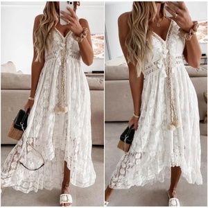 BellanBlue White Lace Maxi Dress